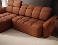 Coltar extensibil stanga 3 locuri ELTAP, Beneth, 301x185x115 cm, lemn/poliester, caramiziu
