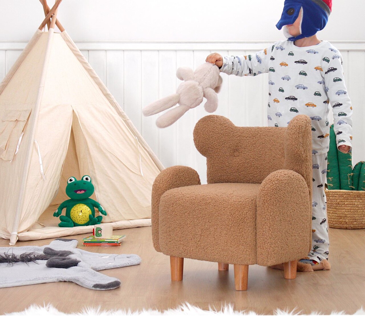 Fotoliu pentru copii, Fluffe, 209FLF1431, Blana artificiala, Maro - 2 | YEO