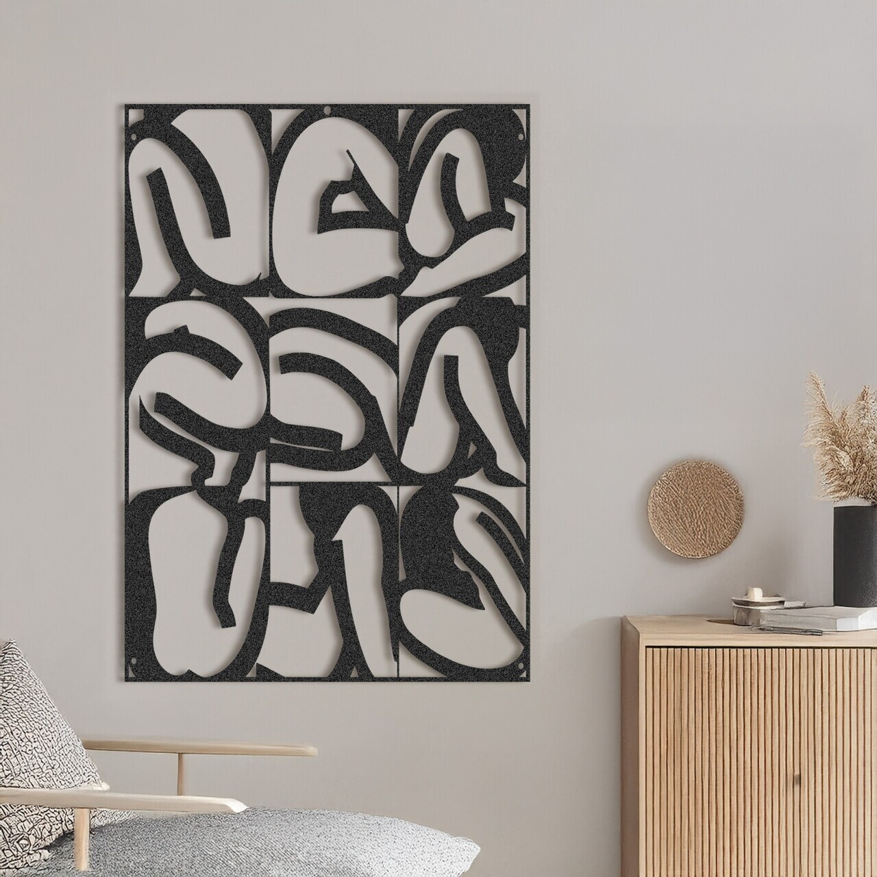 Decoratiune de perete, RT-NMD-008, Dimensiuni: 58,5 x 41 cm, Negru