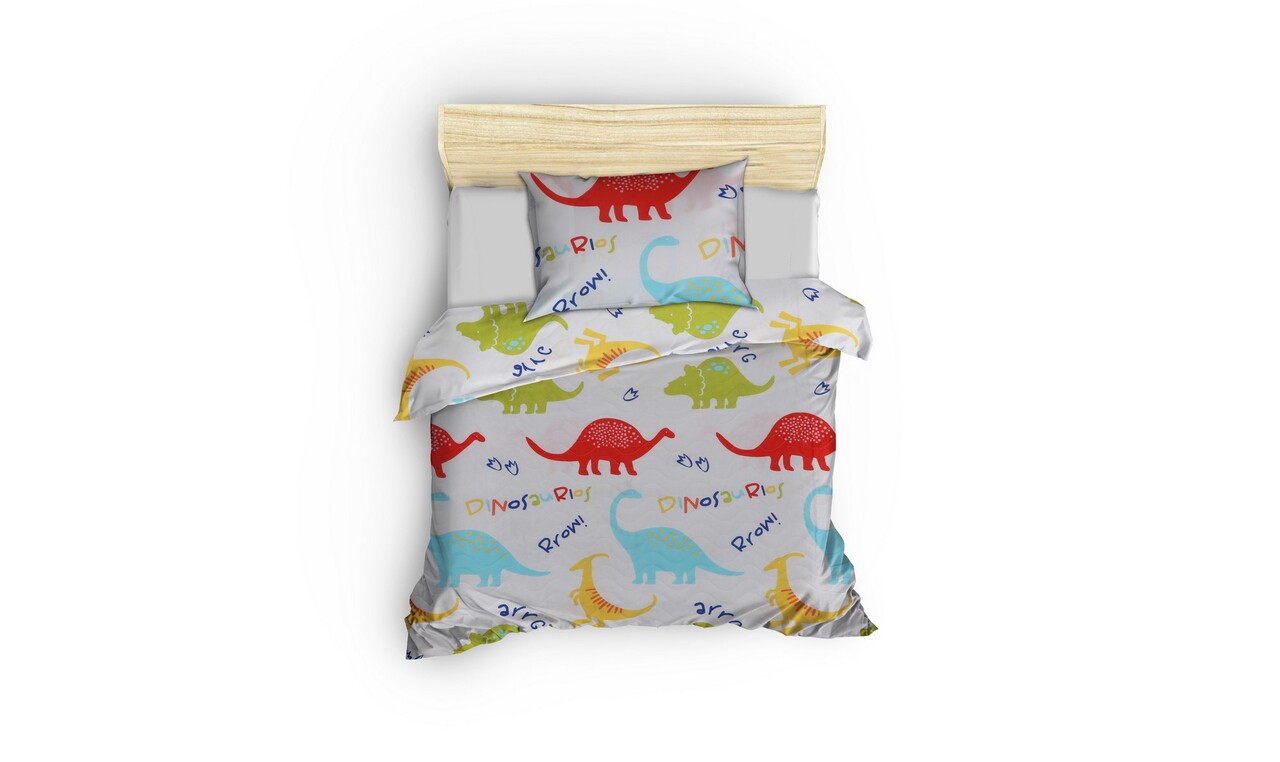 Set cuvertura Single 160x220 cm, 2 piese, Dinazorus - White, EnLora Home, 65% bumbac / 35% poliester, umplutura din fibre - 1 | YEO