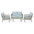 Set mobilier pentru gradina/terasa, 4 piese, Perch, otel, gri/albastru