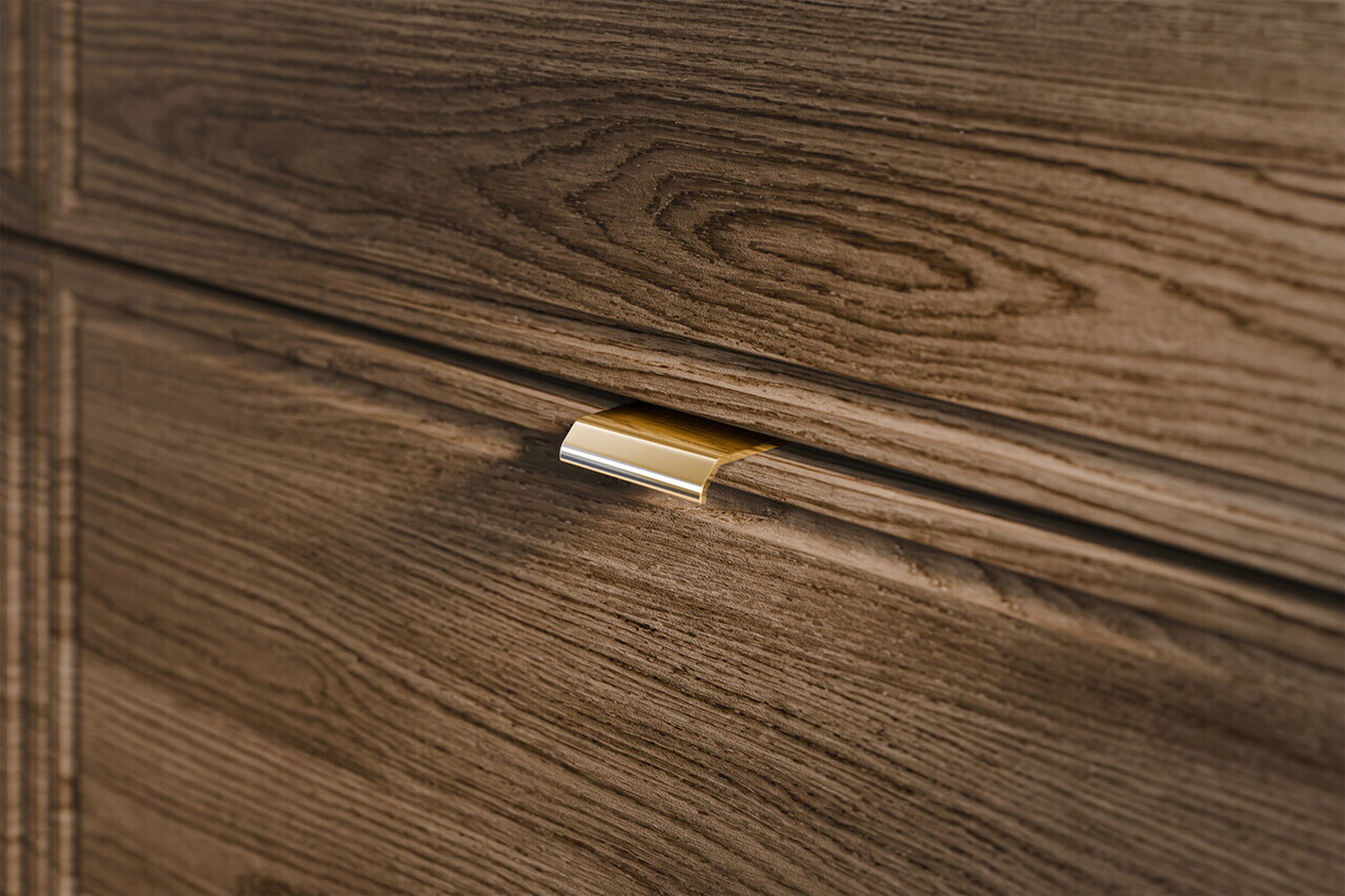 Set mobilier baie Talia Casella 120 cm, dulap inalt si masca dubla lavoar, Comad, MDF/PAL, stejar/negru mat - view 7