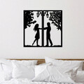 Decoratiune de perete, Meeting With Love, Metal, 34 x 66 cm, 2 piese, Negru