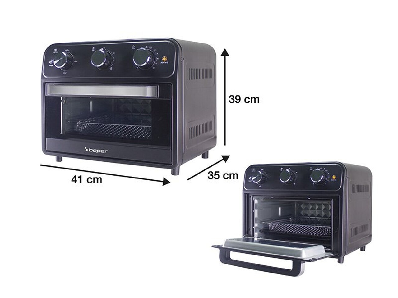 Cuptor multifunctional cu friteuza cu aer cald Beper, 41x35x39 cm, 1800W, 24L, metal/inox/sticla, negru - view 7