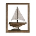 Decoratiune de perete Sailboat, Versa, 34.5x44 cm, lemn de paulownia