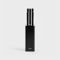 Set 5 cutite + suport Masterset, Homla, lemn/inox, negru
