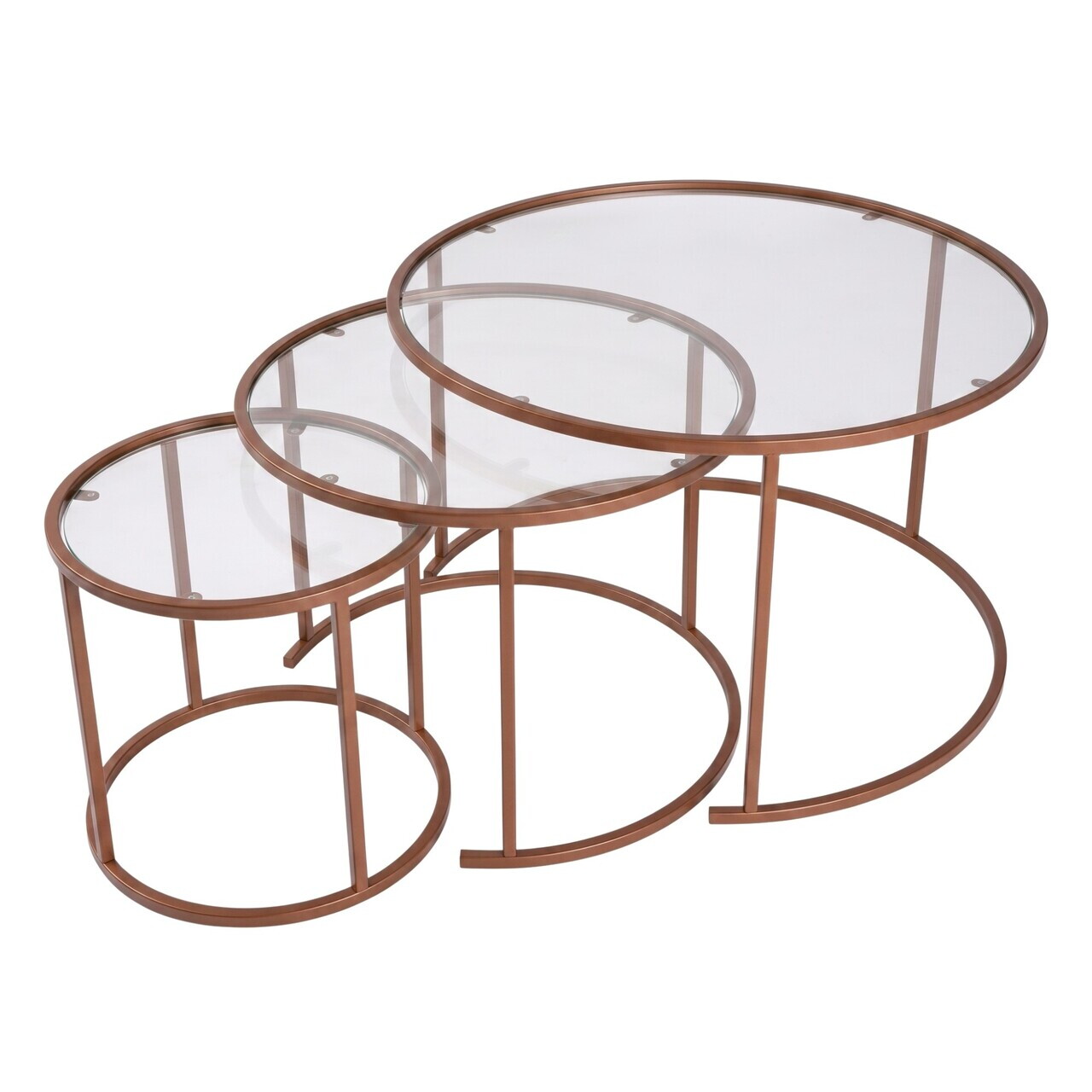 Set masute de cafea, Hanah Home, Orange-Trs-80-60-42-Nrd-Srk, Sticla temperata, Portocaliu — imaginea 4