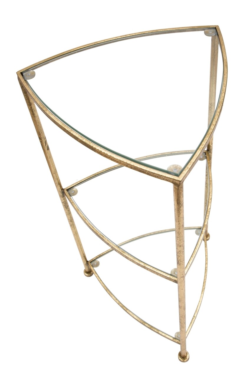 Masuta inalta, Triangle, Mauro Ferretti, 41.5x40x80.5 cm, fier/sticla, auriu - 2 | YEO