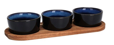 Set boluri pentru gustari rectangle, 4 piese, ceramica, albastru