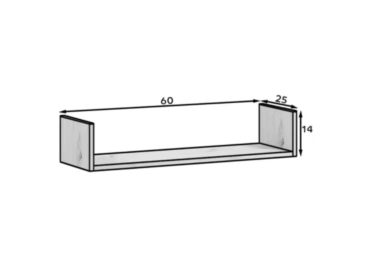 Raft de perete ELTAP, Vissta, 60x25x14 cm, PAL/PVC, negru