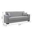 Canapea extensibila 3 locuri Vox, Pakoworld, 212x77x80 cm, textil/lemn de plop, gri