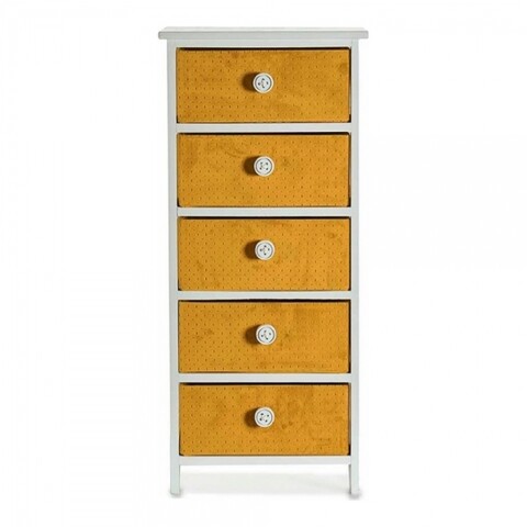 Comoda cu 5 sertare, gift décor, 29 x 90 x 40 cm, catifea, mustar