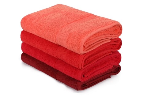 Set 4 prosoape de baie 801, beverly hills polo club, 70x140 cm, bumbac,rosu