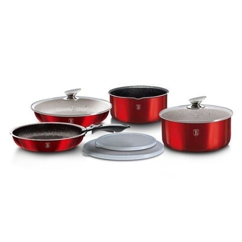 Set oale si tigai, 9 piese, Berlinger Haus, Burgundy Metallic Line, aluminiu forjat