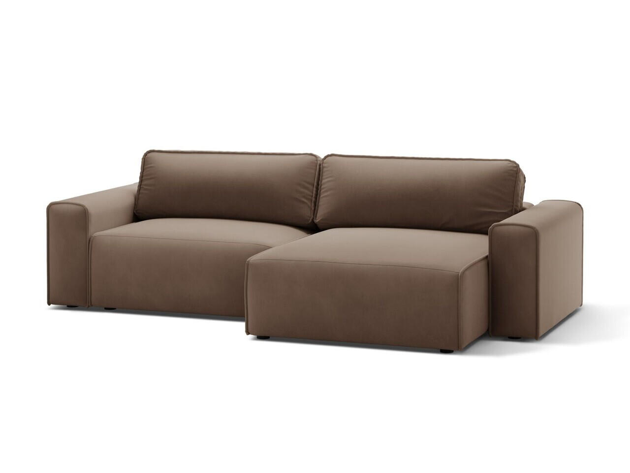 Coltar extensibil dreapta 3 locuri, Victor, Micadoni Home, 246x148x83 cm, catifea, ciocolatiu — imaginea 2
