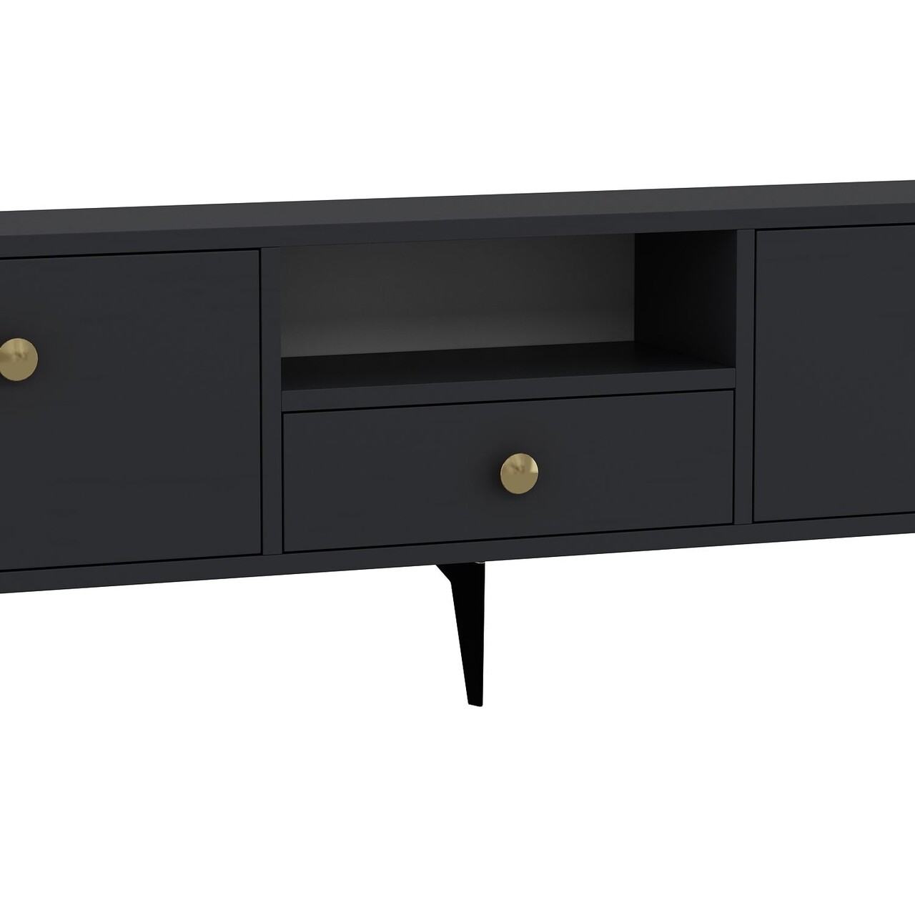 Comoda TV, Hanah Home, 1300-DROP-1, 140x49x30 cm, PAL , Antracit / Aur - view 6