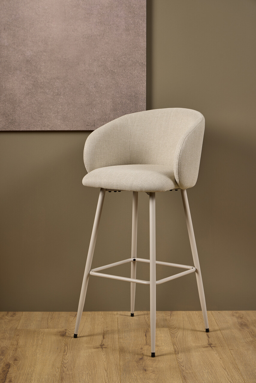 Scaun de bar Eleanor, Actona, 54x52x105 cm, tesatura structurata/otel, bej - view 5