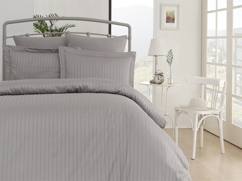Lenjerie de pat dubla, Exclusive Line - Silver Grey, Primacasa by Türkiz, Bumbac Satinat