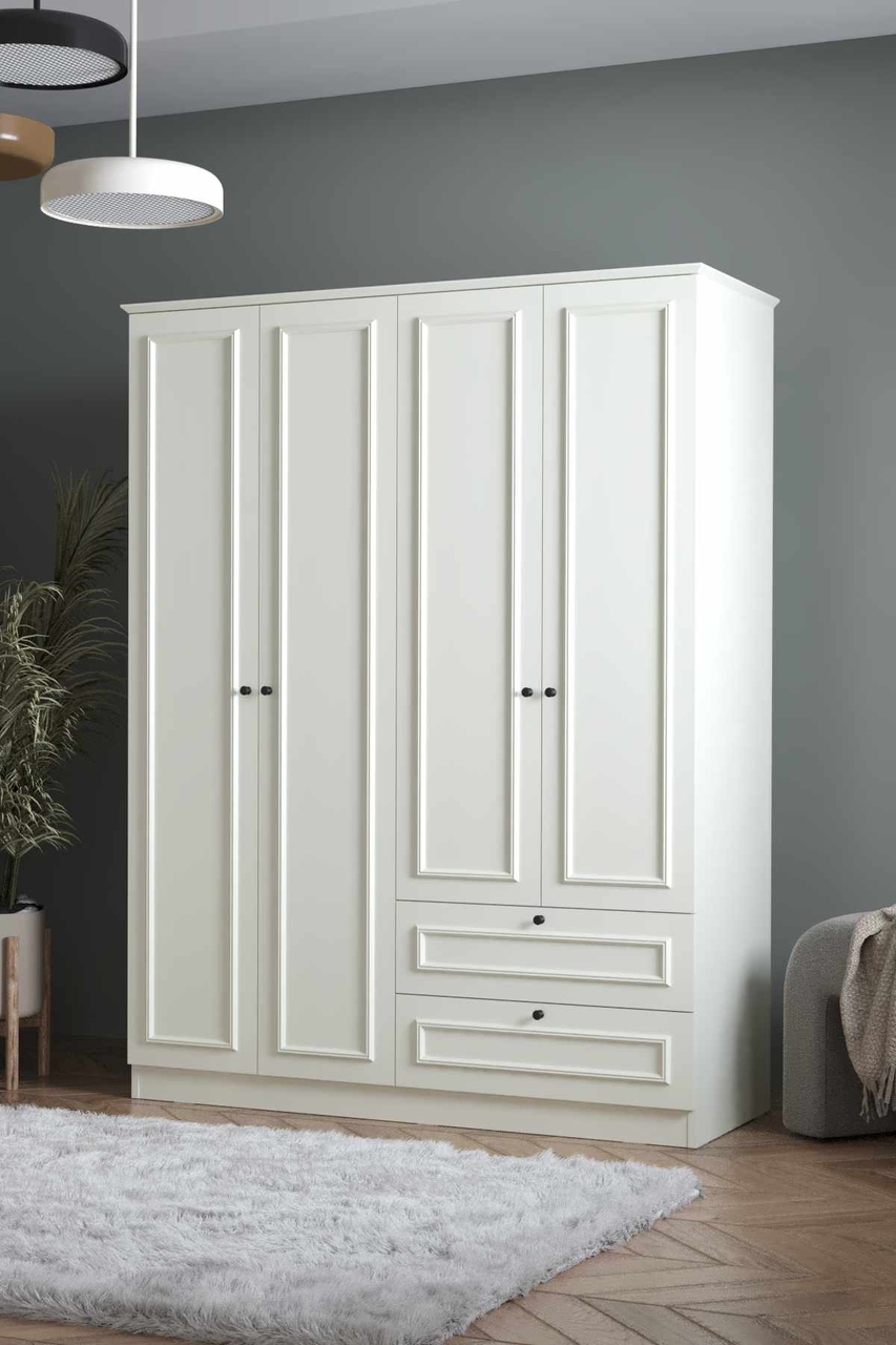 Dulap pentru haine, Hanah Home, Mira 182, 140x182x54 cm, Alb - view 3