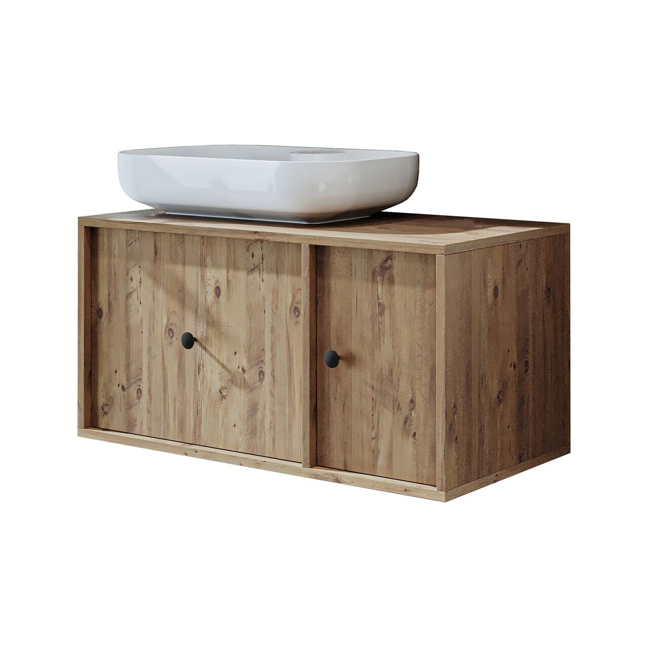Dulap de baie cu chiuvetă, Hanah Home, 2563, 90x58x45 cm, MDF, Maro — imaginea 6