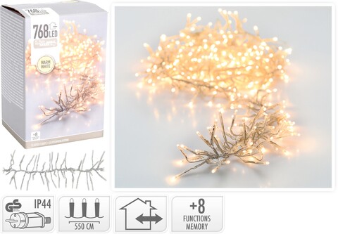 Instalatie cluster light, 768 led-uri, 550 cm, lumina calda