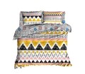 Lenjerie de pat dubla King Size, EnLora Home, Bettina Yellow, 4 piese, bumbac ranforce, multicolor