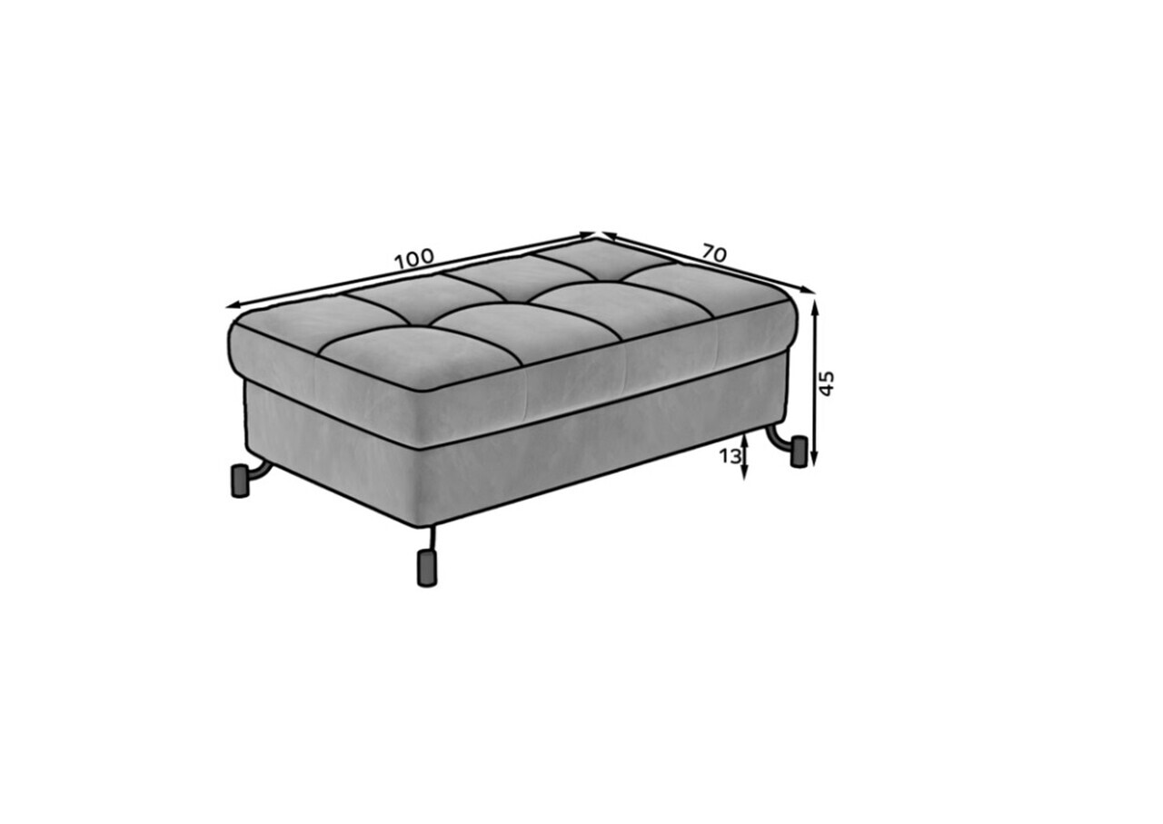 Taburet cu spatiu pentru depozitare ELTAP, LoreP-11, Lorelle, 100x70x45 cm, lemn/poliester, gri deschis — imaginea 4