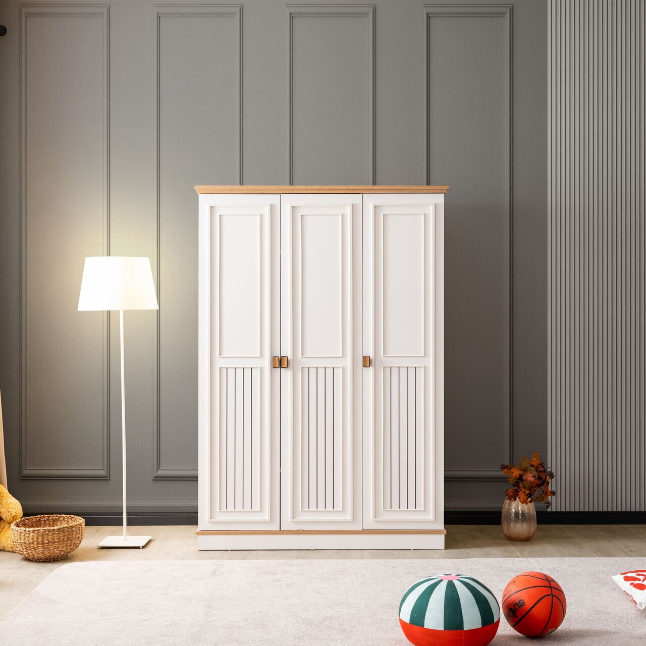 Dulap pentru haine, Hanah Home, Zenit 3, 134x192x61 cm, PAL, Crem deschis - view 2