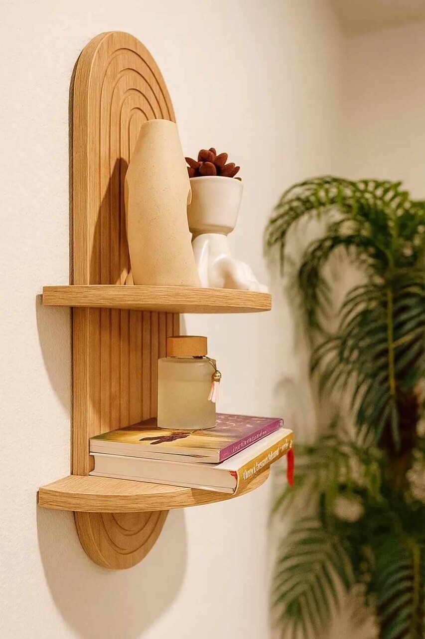 Raft de perete, Hanah Home, Artmtkwll2, 20x70x13 cm, Stejar - view 2