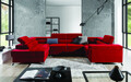 Coltar extensibil stanga 6 locuri ELTAP, Th-46, Thiago, 342x208x88 cm, lemn/poliester, rosu