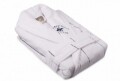 Halat de baie unisex, Beverly Hills Polo Club, 100% bumbac, S/M, White/Dark Blue