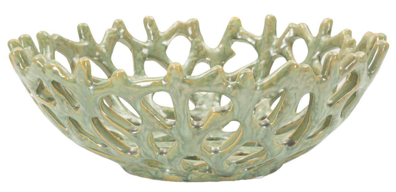 Vas decorativ Coral, Mauro Ferretti, 35x13 cm, ceramica, verde