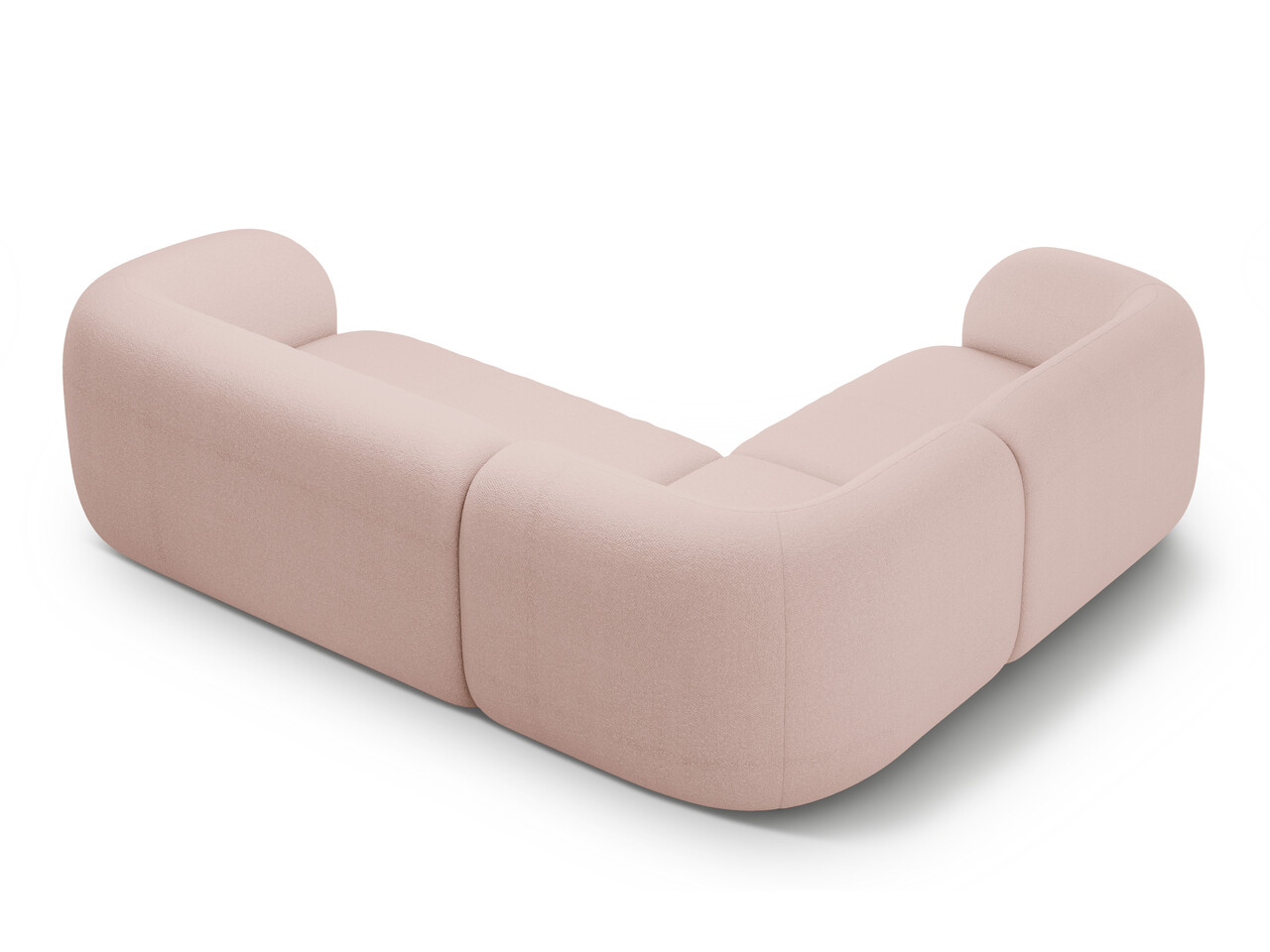 Coltar stanga 4 locuri, Kate, Micadoni, 252x220x76 cm, tesatura boucle, roz pudra - 2 | YEO