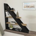 Corp biblioteca, Zena Home, Pisagor, 120x131.8x25 cm, PAL, Negru / Stejar