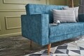 Canapea extensibila Dublin, Balcab Home, 2 locuri, 150x75x90 cm, lemn, turcoaz