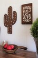 Decoratiune de perete, Cactus, 30x48x1.8 cm, Lemn , Maro