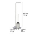 Suport hartie igienica si perie pentru toaleta, Wenko, Iria, 23 x 20 x 72 cm, inox, gri mat