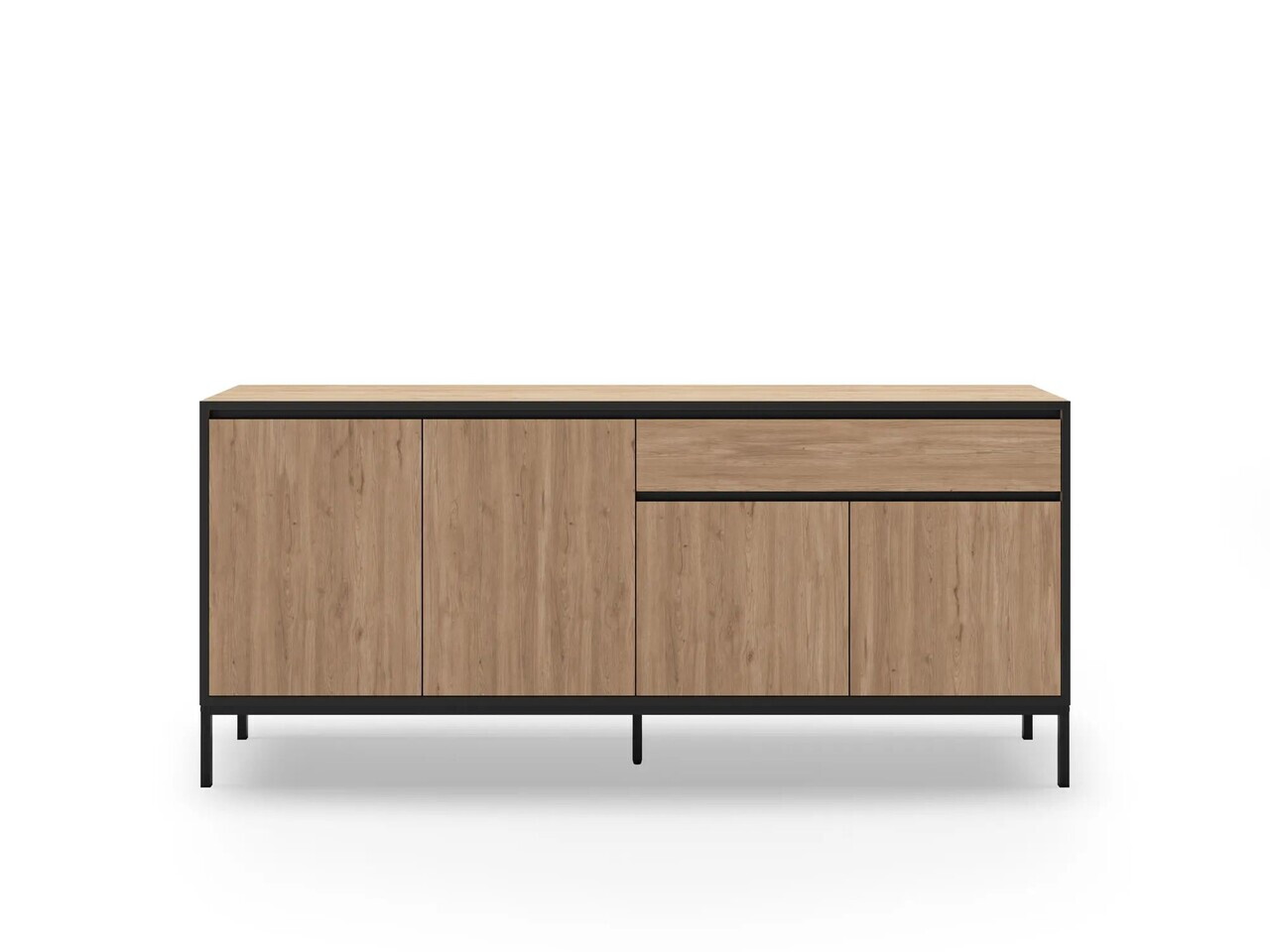 Consola, Hanah Home, Lorenza, 180x80x40 cm, PAL, Stejar Sepet / Lemn Negru / Negru — imaginea 4