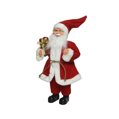 Decoratiune Santa basic w gift, Decoris, H45 cm, poliester, rosu
