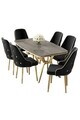 Set masa si scaune (7 piese), Hanah Home, Asel, Antracit / Aur / Negru