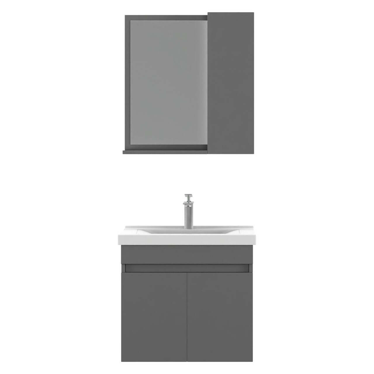 Set mobilier de baie (2 piese), Hanah Home, Amore 65, Gri Mat - view 5