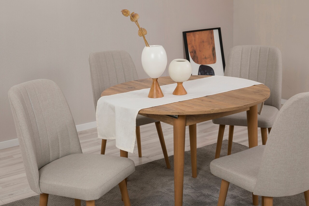 Set masa extensibila si scaune, Hanah Home, Vina 1005, Pin Atlantic / Crem - imagine 3