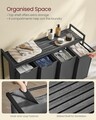 Cos de rufe cu 4 compartimente si raft depozitare, Vasagle, 116x33x72 cm, 4x40L, MDF/otel, negru/gri