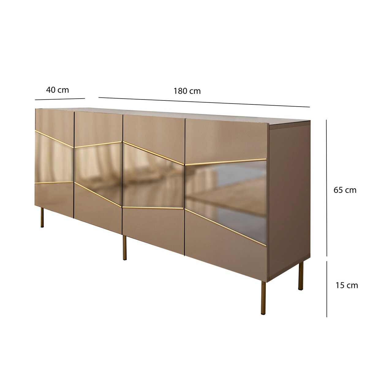 Consola, Neostill, Nice, 180x80x40 cm, MDF , Bronz / Aur